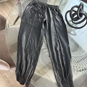 Blank NYC Black Leather Joggers